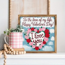 Rustic Wooden Valentine'S Day Wall Sign Romantic Heart Design Decor Housewarming