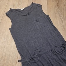Gap Women's Sleeveless Drawstring Waist Linen Midi Dress M Grey Round Neck