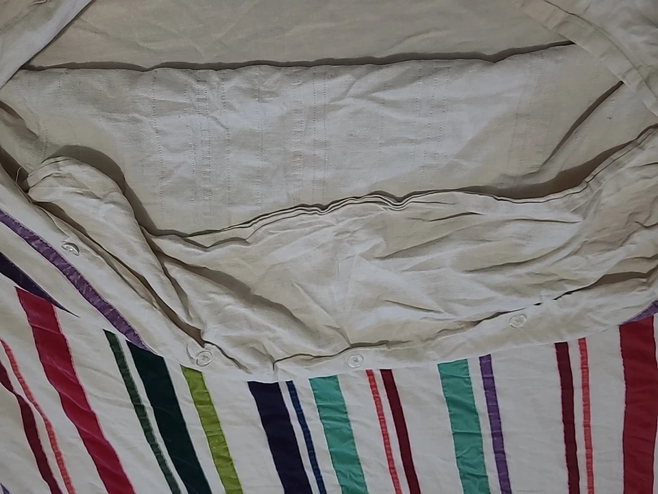 Edredón de granero de cerámica Pb Adolescente Doble Algodón Lino Terciopelo Arco Iris Boho Rosa Azul Foto 3 de 4