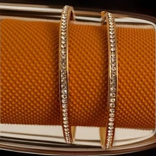 VTG Y2K Gold Plated CZ Eternity Hoop Earrings 2 Inch Channel Set Big Gift Idea