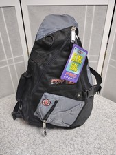 Sling Bag Backpack Pouch on Strap Black Grey Front Zipper Pocket InsideOrganize