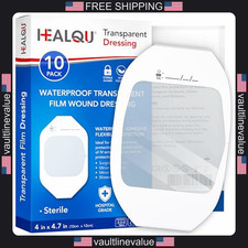 HealQu transparent film dressing 4x4.75 inch 10 pack waterproof adhesive wound