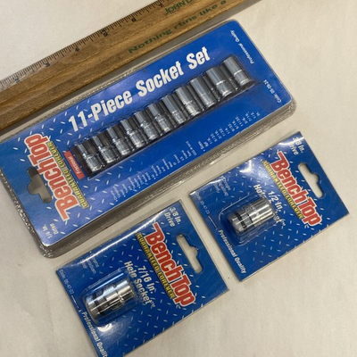 #ad Rare NEW NIP KMart Benchtop 11pc SAE SOCKET SET 1 4 IN. DRIVE w extras M0103 $34.95