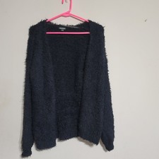 Wild Fable Navy Blue Fuzzy Cardigan Sz Small Oversized Soft Open Cardi Layering