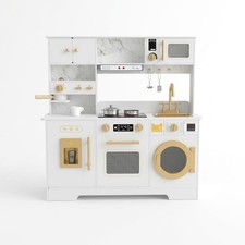 Kids Cooking Pretend Play Toy Children Playset Wooden Kitchen Set Storage Gift
