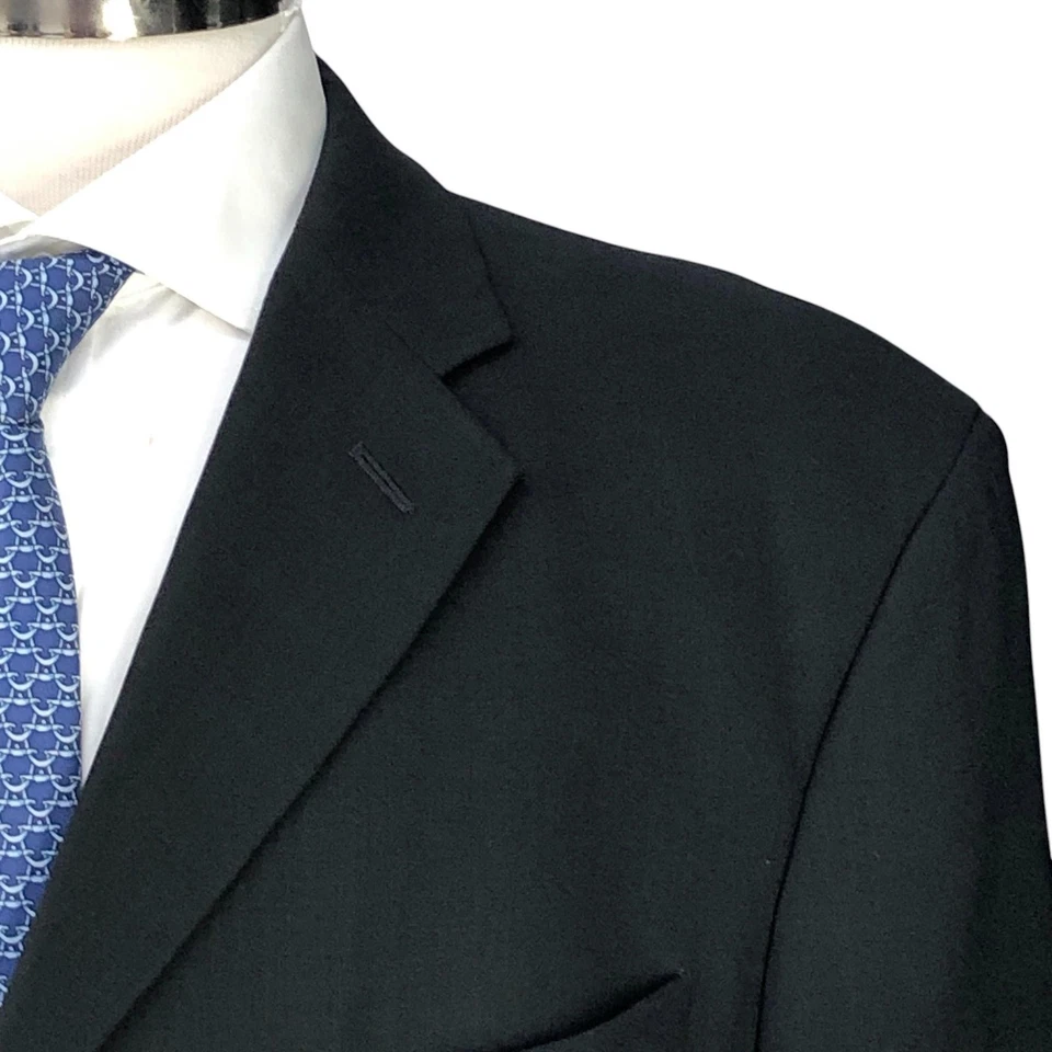 Vestimenta Blazer Mens 44L Black Pure Wool Fatto a Mano Classic Formal Jacket - Image 4 of 4