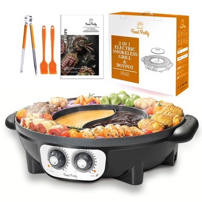 Hot Pot Elektrisch mit BBQ Grill Hotpot Chinesischer Topf Herd 220V 2200W