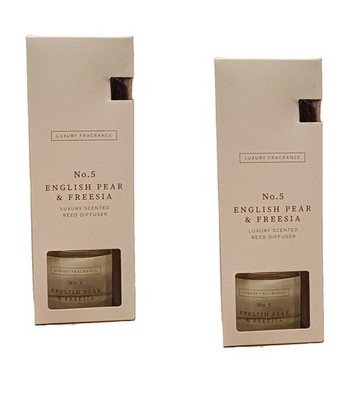 2 x English Pear & Freesia/No.5 Duft Luxus Schilf Diffuser ~ 100ml ~ Neu mit Etikett