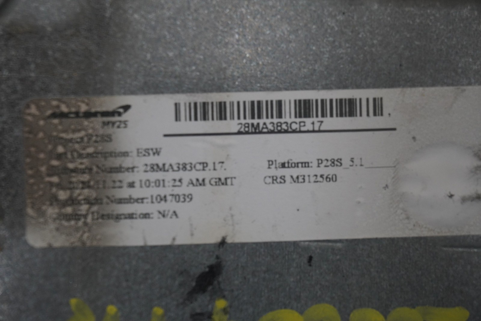 McLaren 750S Spider 2025 Control unit P/N 28MA308CP