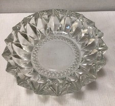 Vintage KIG Indonesia Heavy pressed glass 8 inch round Cigar ashtray 