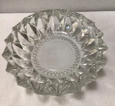 Vintage KIG Indonesia Heavy pressed glass 8 inch round Cigar ashtray 