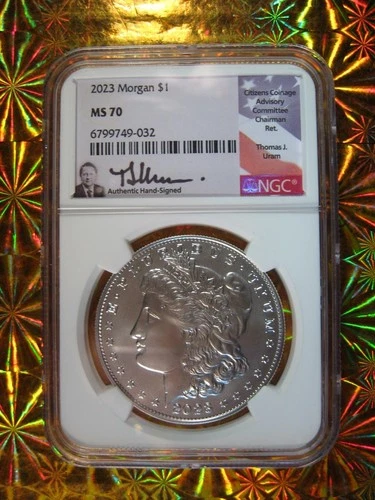 2023 U.S. Mint SILVER MORGAN DOLLAR NGC MS 70 Signed Chairman Thomas J. Uram