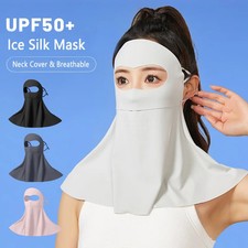Ice Silk Full Face Mask Summer Breathable Anti-UV Sunscreen Neck Protection Fac