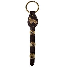 Collie Charm Dark Brown Leather Strap Sleigh Bell Door Hanger 12 In Made in USA