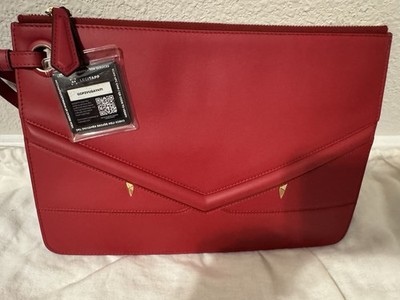 Fendi Red Shoulder Bag Gold-Tone Hardware Authentication Tag