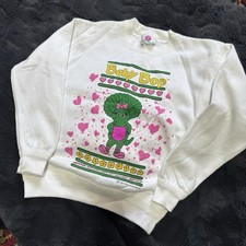 VTG 1992 Barney Baby Bop Sweatshirt Kids 5-6 USA Made Glitter Graphic NWOT RARE