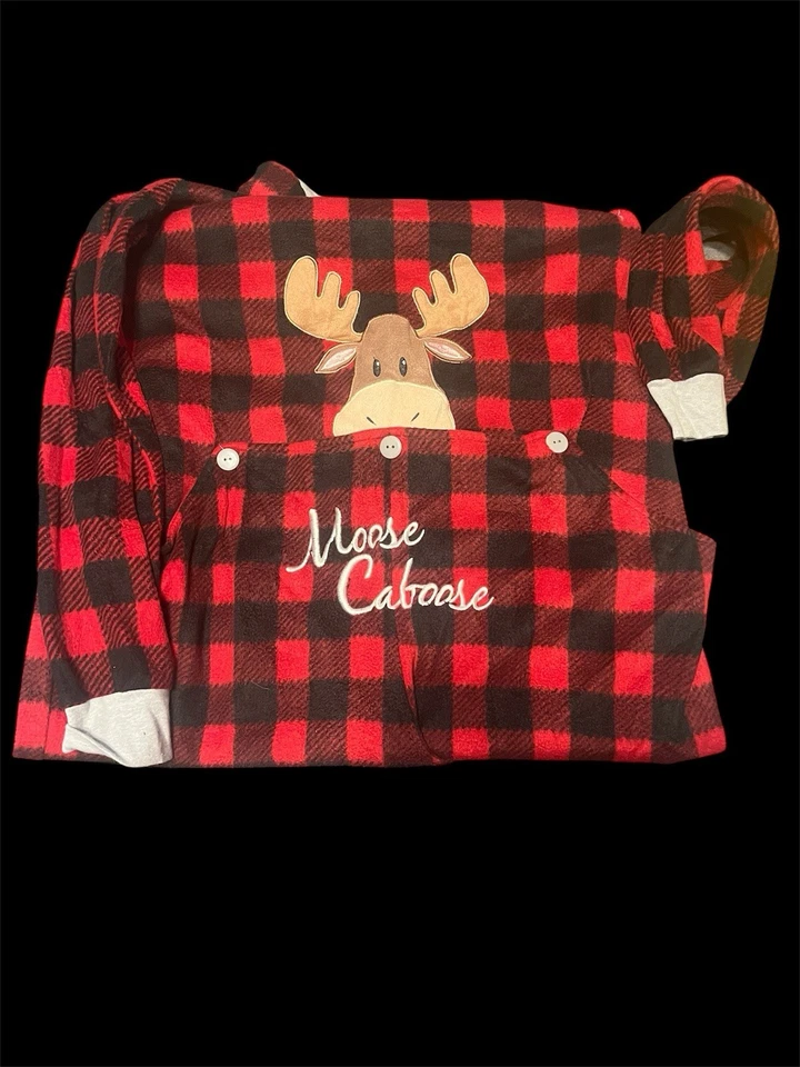 Faded Glory Pijama Mujer Una Pieza-Rojo y Negro Cuadros, Alce Furgón L Foto 4 de 4