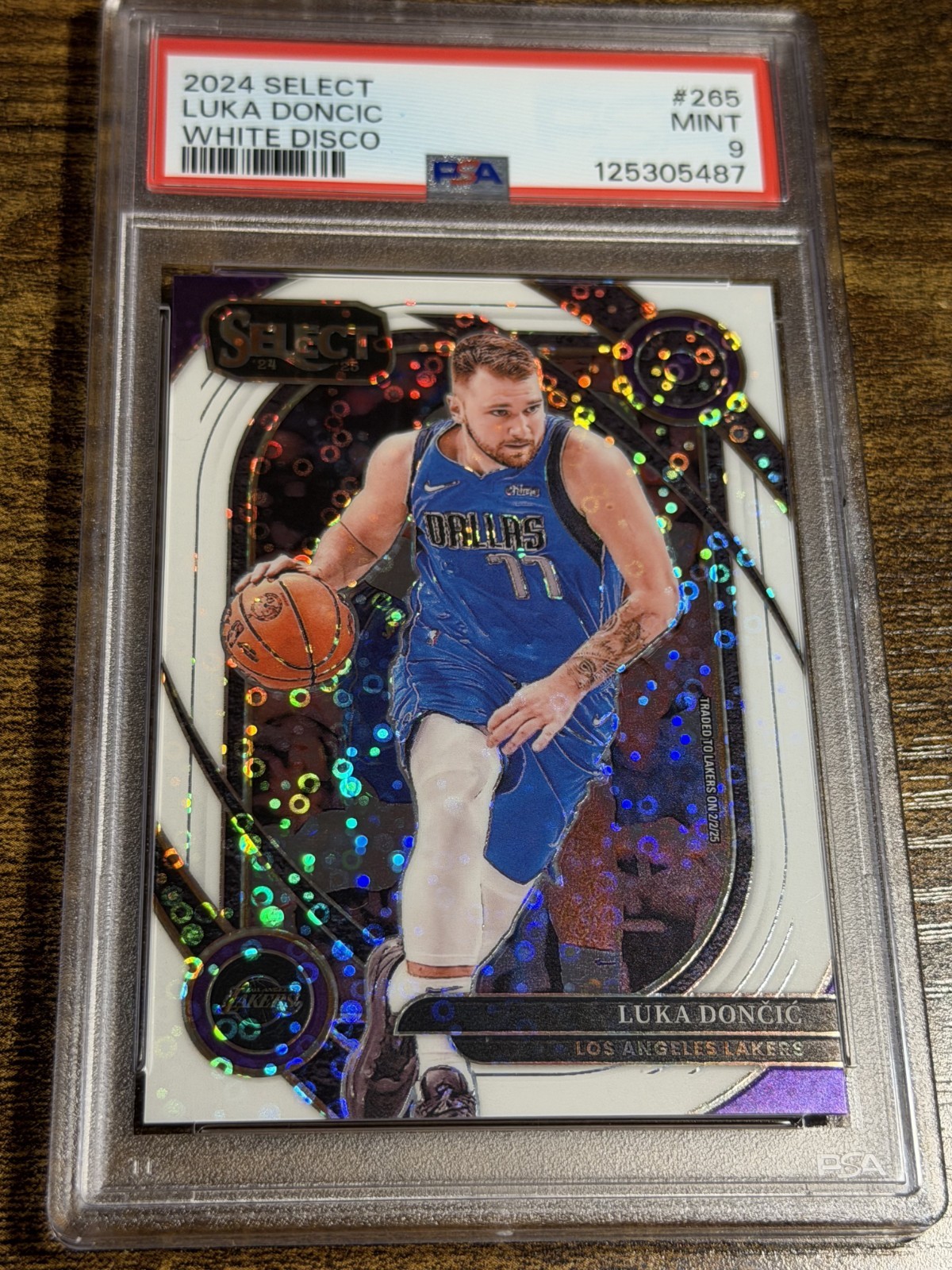 LUKA DONCIC 2024 Panini Select #265 Courtside White Disco Prizm /75 PSA 9