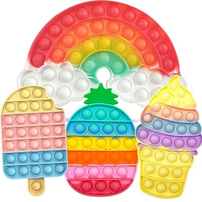 4 Pcs Fidget Toys, Rainbow Push Bubble Toys Ice Cream 1 inches, small 