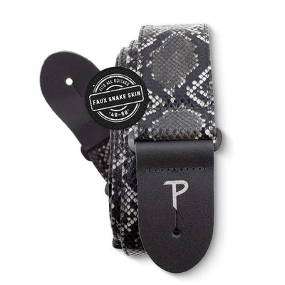 Perri s Leathers Faux Snake Skin Guitar Straps, 40'' to 60'', Black, Jacquard P...