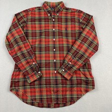 Ralph Lauren Shirt Men Large Red Plaid Classic Fit Long Sleeve Button Down L