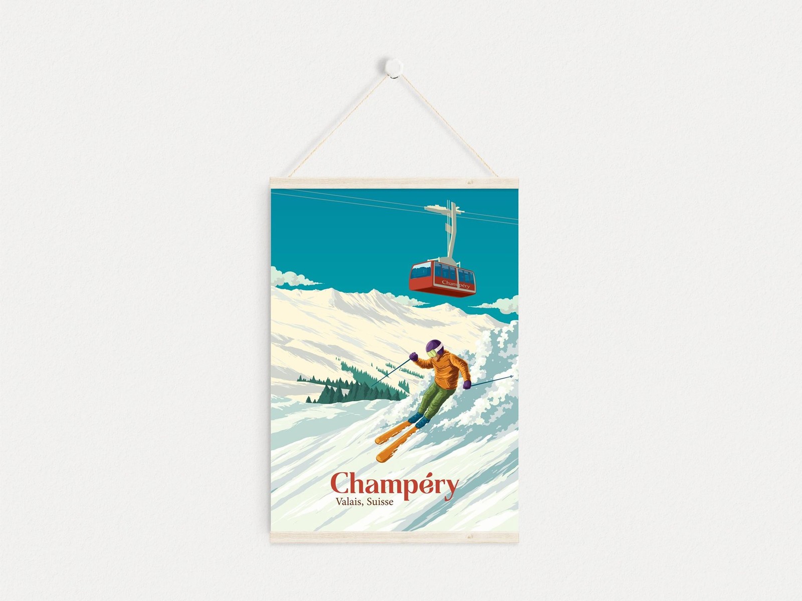 Poster vintage stazione sciistica Champery incorniciato foto 6