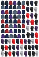48 Pack Of Winter Beanies  Gloves Wholesale Bulk Cold Weather Unisex Hat  G...