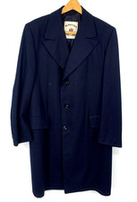 Vintage Alpacuna Mens Wool Blend Overcoat Union Made in USA Black Stripes Large