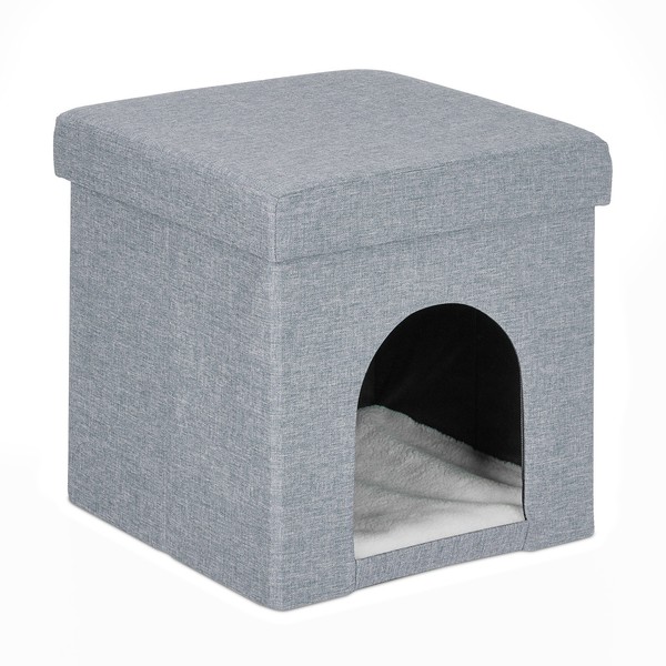 KatzenhöHle Katzenbett KuschelhöHle Katzenversteck Faltbar Weich Katzenkorb-image