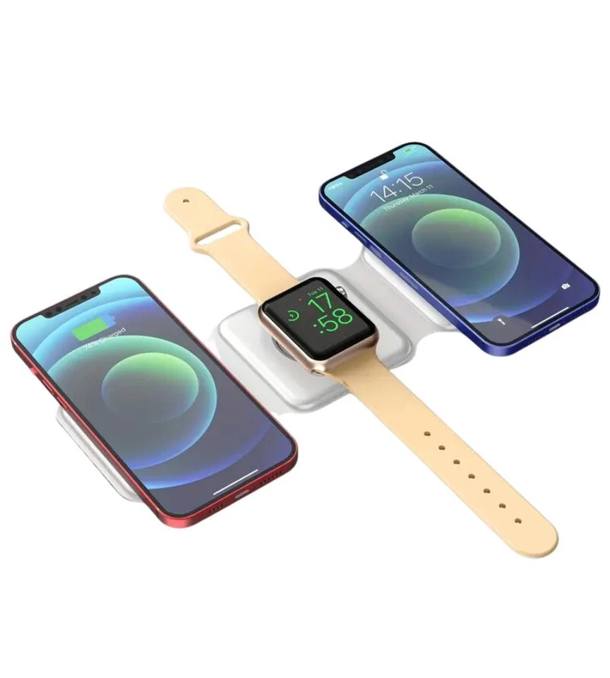 Caricabatteria Portatile Wireless 3 in 1 Qi Fast Magnetico Airpod Watch Iphone  - Immagine 4 di 4