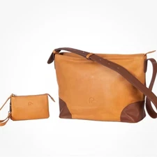 New Ducks Unlimited Elegant Tan and Brown Leather Concealed Carry Bag Set
