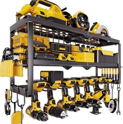 Power Tool Organizer with Charging Station Wall Mount, Cordless Drill and Batter
