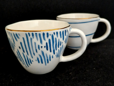Set of 2 Lenox Blue Bay Collection Porcelain Demitasse Cups ONLY No Saucers