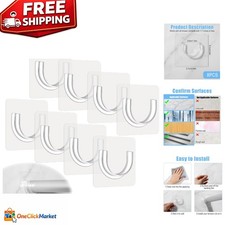 8Pcs Transparent Shower Curtain Rod Holders - No Drill, Easy Adhesive Support
