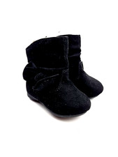 Baby Boots Girls Size 2 Black Children Kids Slip On Bow Footwear Shoes