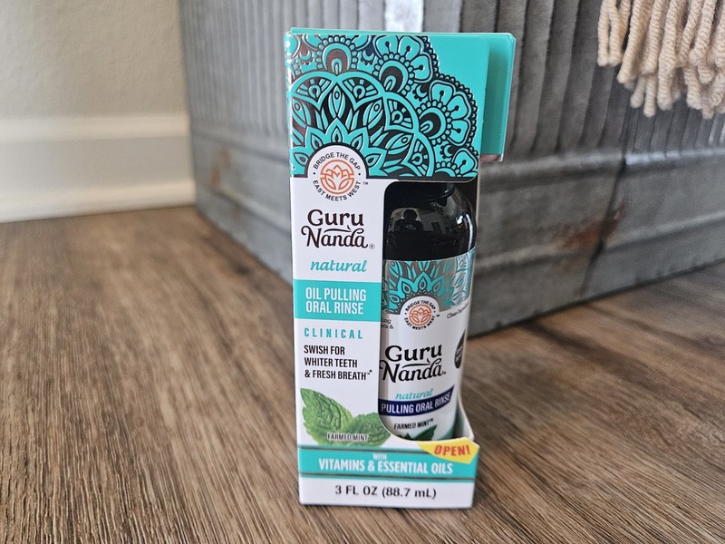 GuruNanda Farmed Mint Oil Pulling Oral Rinse 3 fl oz NIB