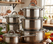 DMS 11-teiliges Topfset Edelstahl – Induktion, beschichtet, Kochtopf Set