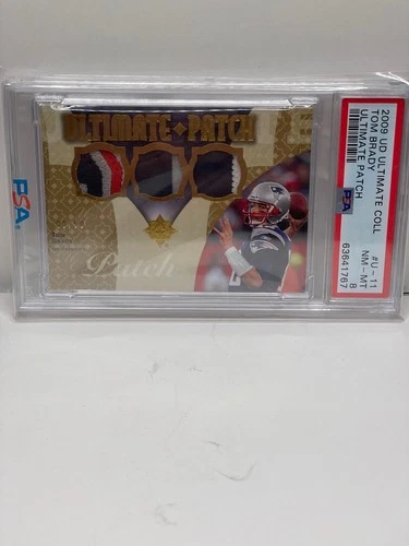 2009 Ultimate Triple Patch Game Worn Used Tom Brady SN 09/50 PSA 8 POP 2