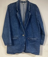 Hunt Club Vintage 80s Denim Blazer Jacket Womens Size Large Made In USA