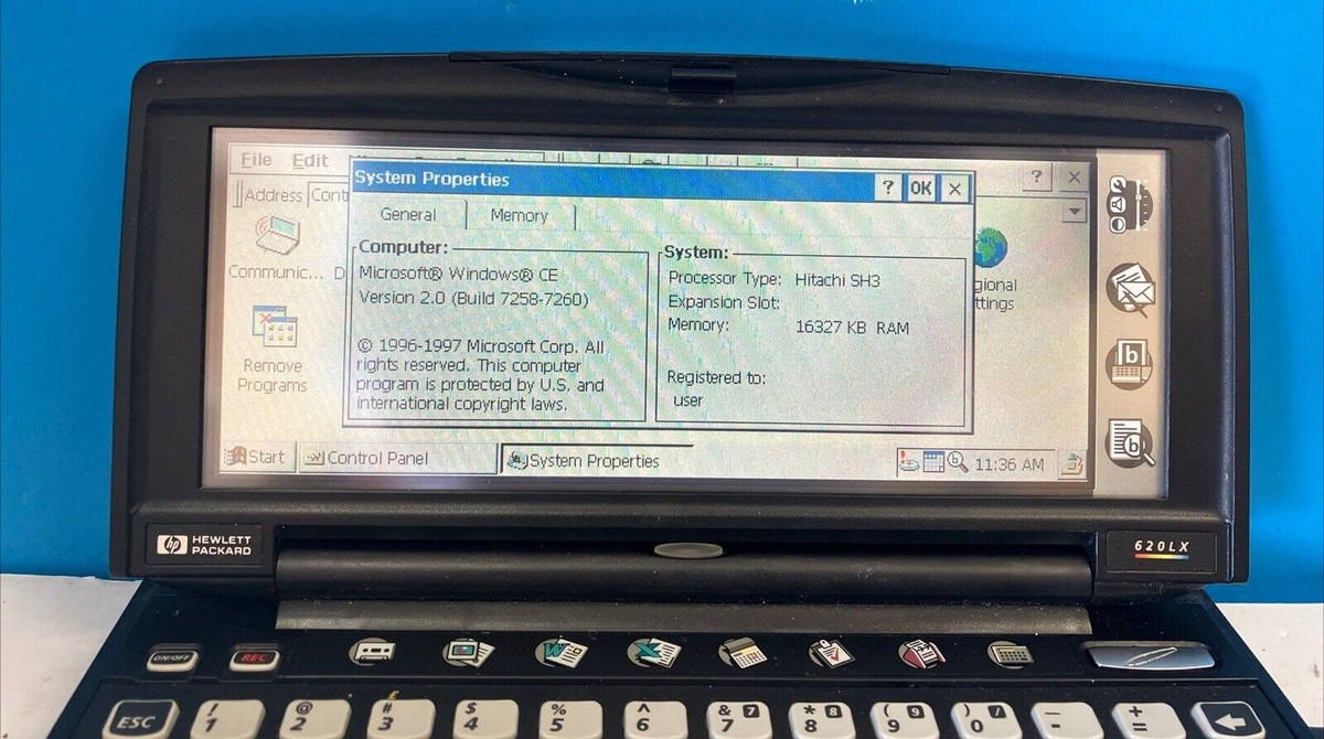 Vintage HP 620LX Touch Screen Mini PC Hitachi SH3 CPU / 16MB RAM