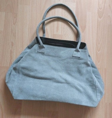 Tasche GENUINE LEATHER BORSE IN PELLE Italy Handtasche Grau Veloursleder Top