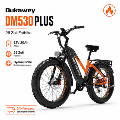 Dukawey Geländelauf   E-Bike 26 Zoll Fatbike 52V20Ah Akku Hydraulische Bremse