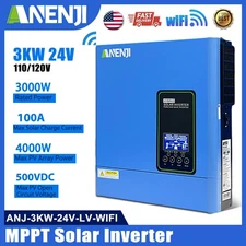 3000W Solar Inverter Hybrid Off Grid 110 120V MPPT 100A Charger Controller WIFI