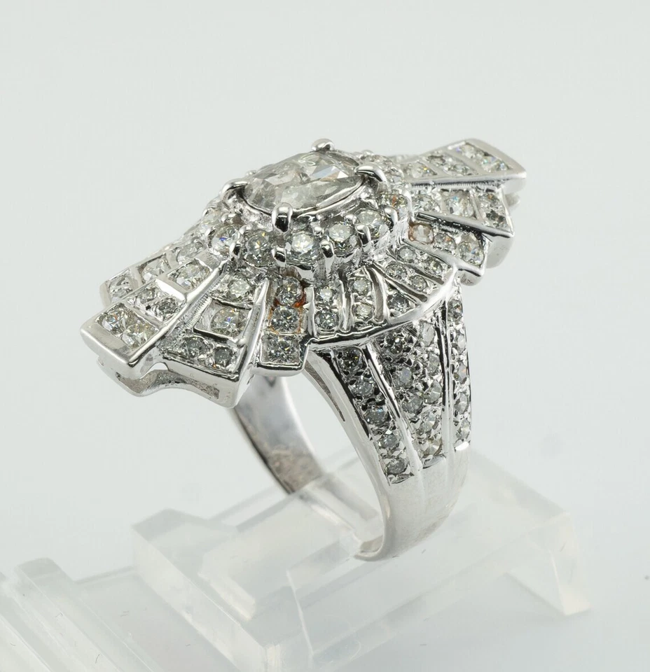 Mid-Century Genuine French Cut 2.33CT Diamonds 935 Silver Fabulous Classic Ring - Image 3 of 4