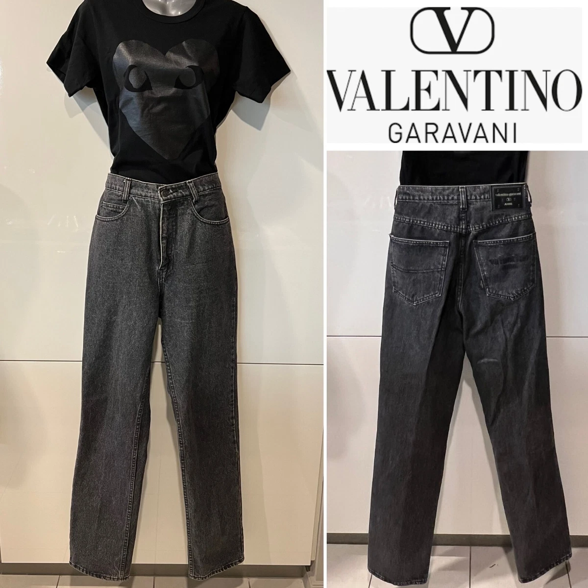 VALENTINO GARAVANI JEANS Italy Black 100% Cotton Denim Straight Leg Jeans  31"