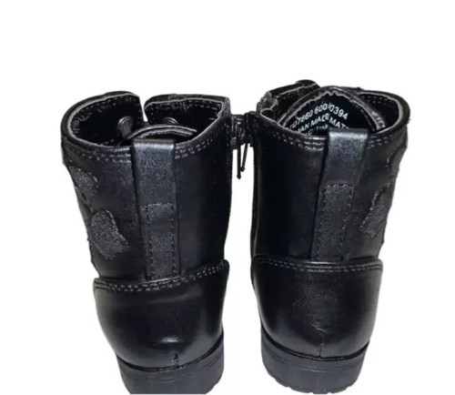 Sugar Girls Boots Baby Size 6 Black Zip Up Sparkle Butterflies W/Laces & Zip New - Picture 3 of 5