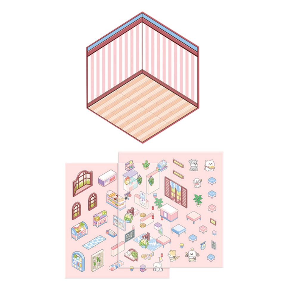 House Stickers Cute Cartoon Scene Sticker Creative 3D Visual Effect