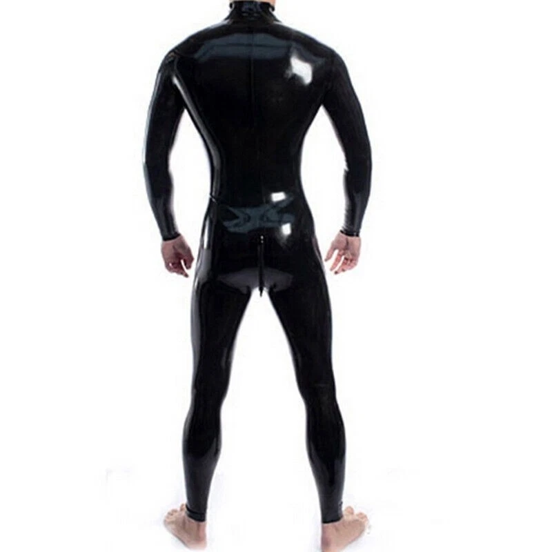 Hombres Látex Gato Pecho y Entrepierna Cremallera Zentai Goma Body Personalizado BDSM Foto 4 de 4