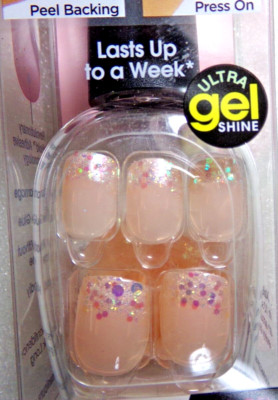 IMPRESS NAILS PRESS ON SHORT -Pink Champagne Halo Glitter French 57943