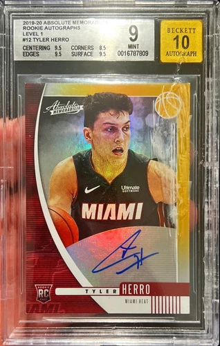 2019-20 Absolute Tyler Herro Rookie Level 1 On Card Auto RC BGS 9 / 10 Read Desc